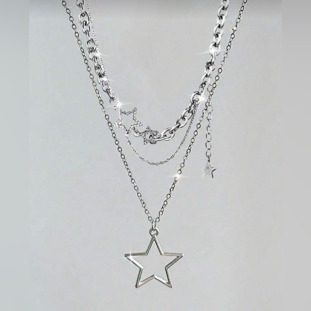 Silver Star Layered Necklace